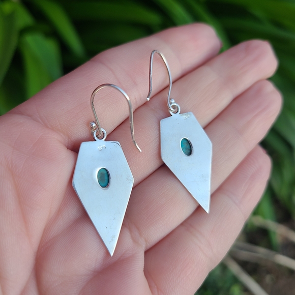 Blue Mohave Turquoise 925 Earrings - Picture 5 of 6